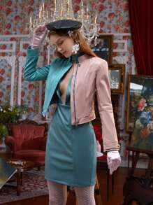 BRYAN PHANDANOUVONG Two Tone PU Leather Jacket - Multicolor - View 3