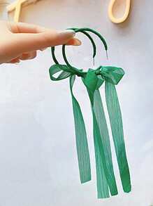 Bông tai trang trí ruy băng - màu xanh lá - Xem 2
