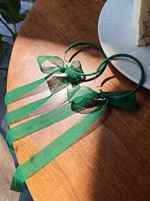 Bông tai trang trí ruy băng - màu xanh lá - Xem 4