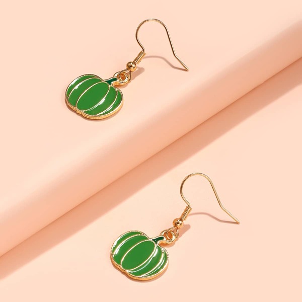 

Pumpkin Drop Earrings, Green