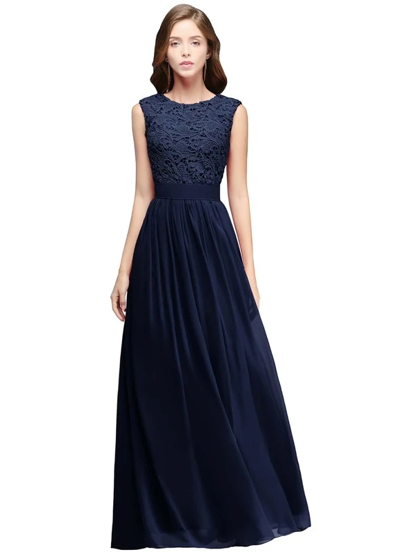 Babyonline Womens Sleeveless Lace Neckline Ruched Bust Evening Gown Bridesmaid Dress Babyonline Womens Sleeveless Lace Neckline Ruched Bust Evening Gown Bridesmaid Dress
