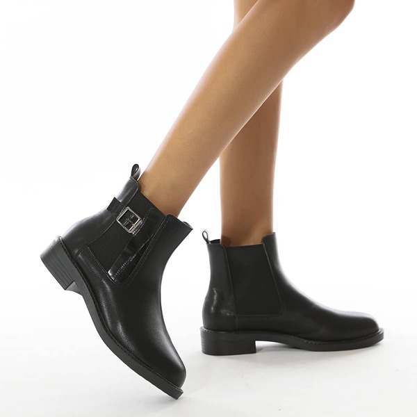 

Buckle Detail Chelsea Boots, Black