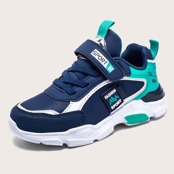 

Boys Colorblock Letter Graphic Velcro Strap Chunky Sneakers, Multicolor