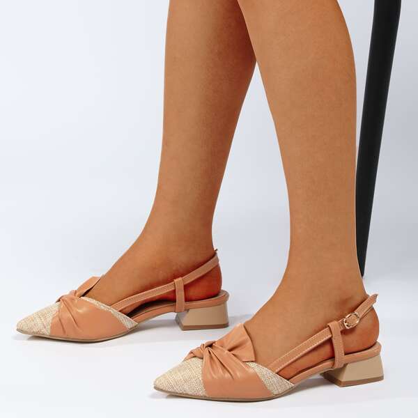 

Knot Decor Two Tone Slingback Flats, Beige