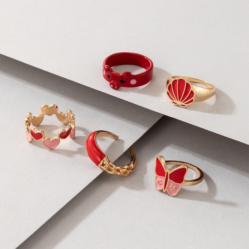 

5pcs Butterfly Decor Ring, Multicolor