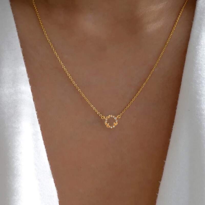 

Rhinestone Decor Chain Necklace, Gold