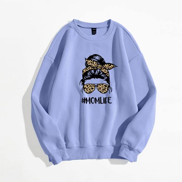 

Figure & Letter Graphic Sweatshirt, Violet purple