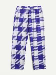 Pantalones rectos de cuadros - Azul y blanco - Ver 5