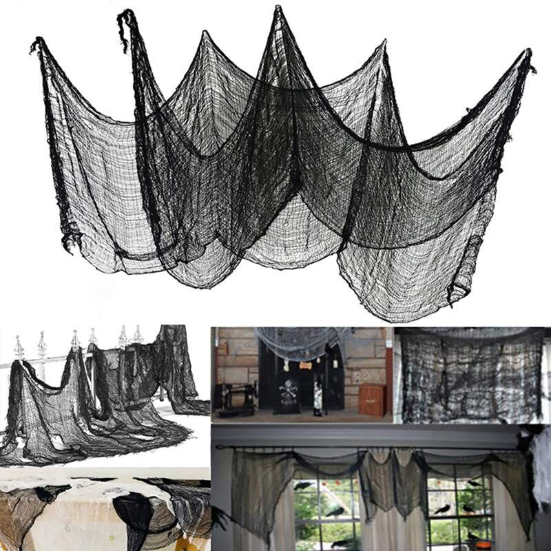 

1pc Halloween Solid Color Decoration Web, Black