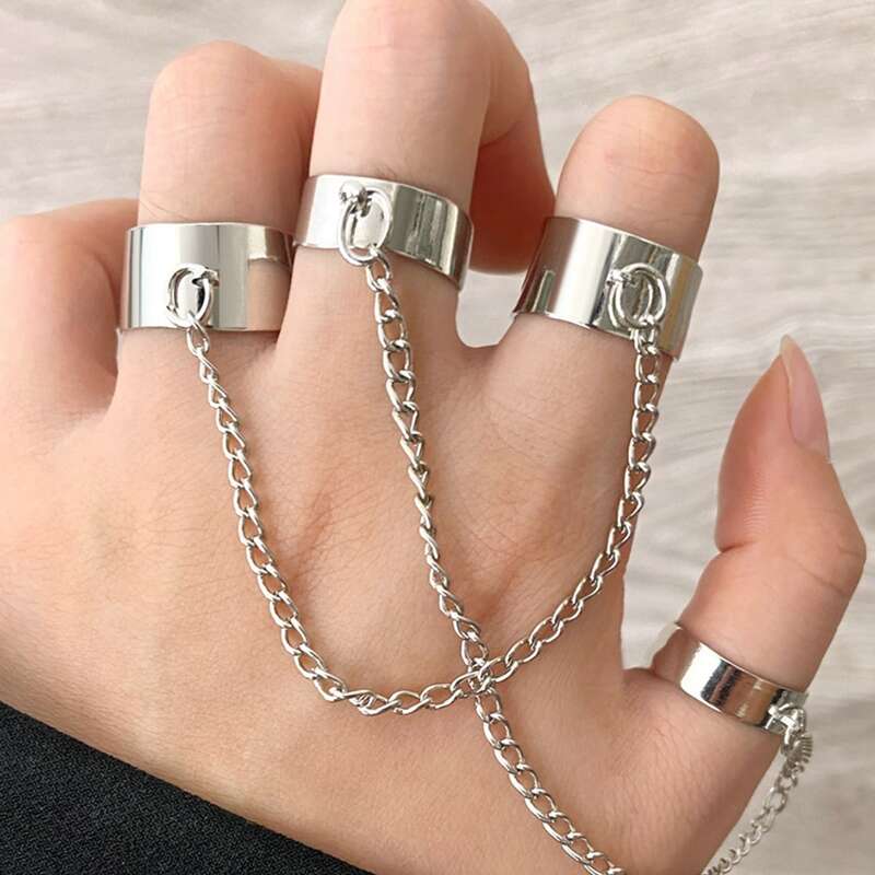 

2pcs Chain Linked Ring, Silver