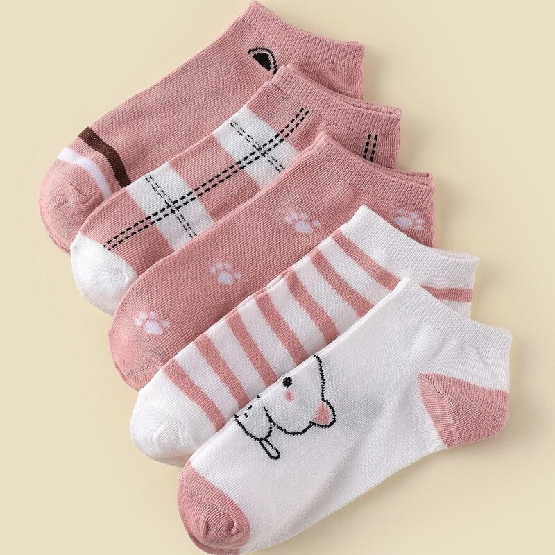 

5pairs Cartoon Graphic Ankle Socks, Multicolor