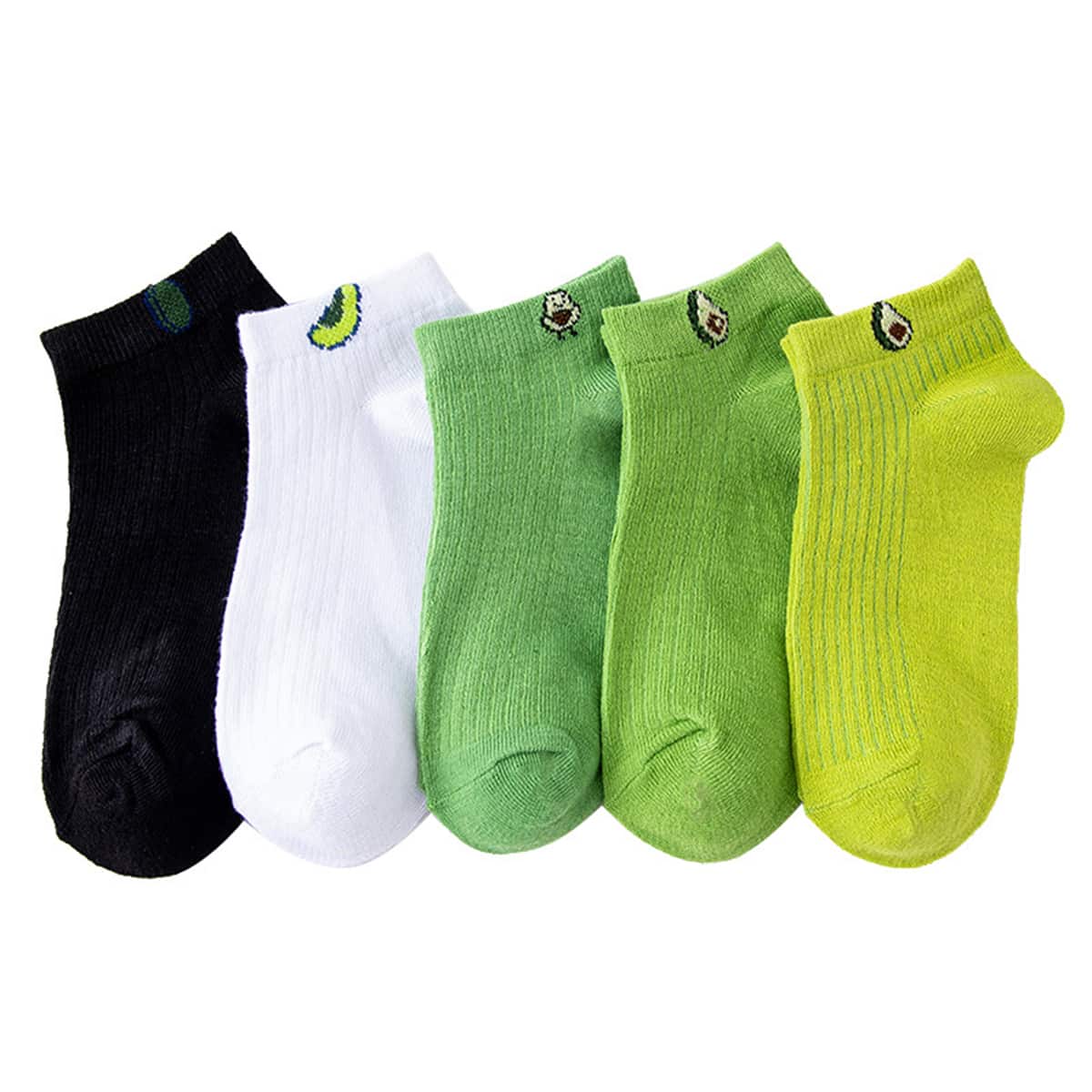 

5pairs Avocado Graphic Ankle Socks, Multicolor