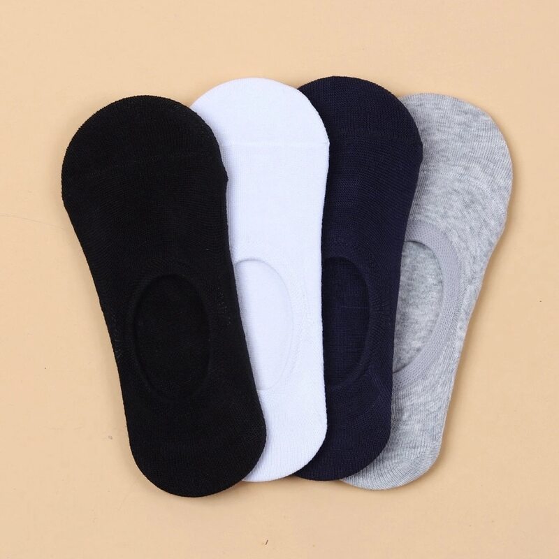 

4pairs Plain Invisible Socks, Multicolor