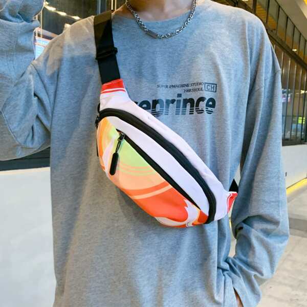 

Men Colorblock Waist Bag, Multicolor