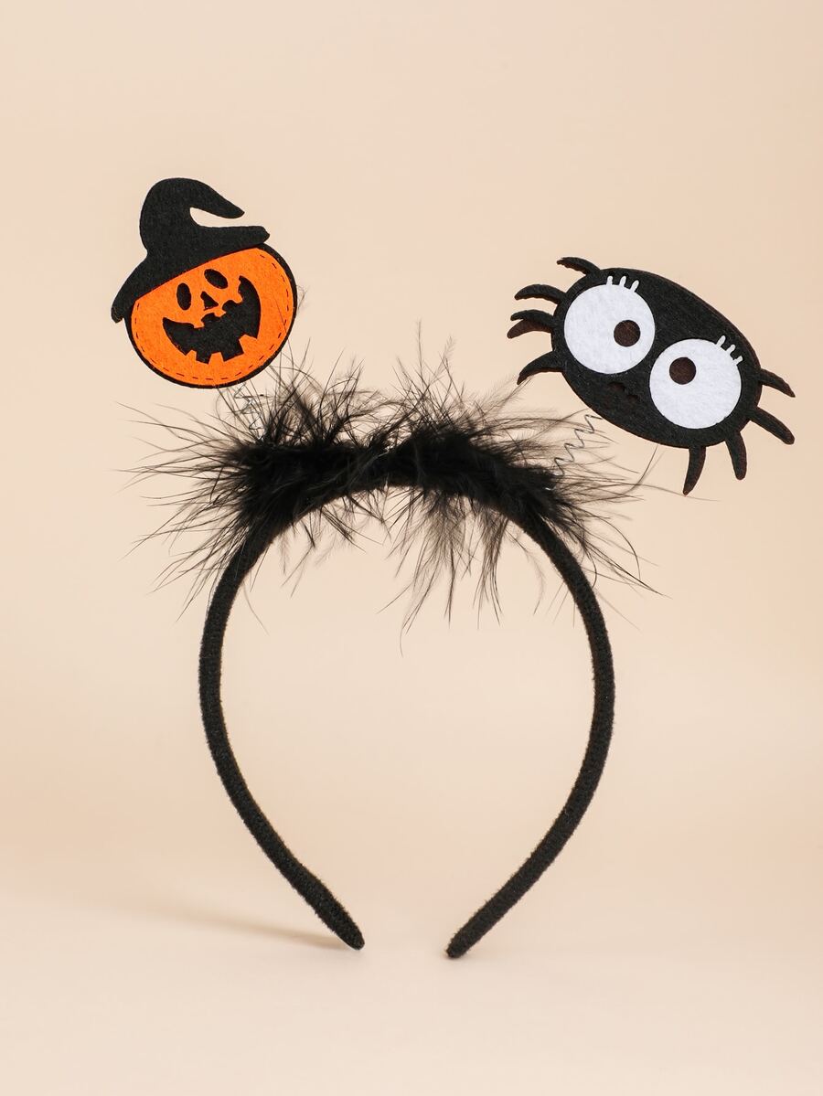 Diadema Halloween calabaza con diseño - Negro - Ver 1