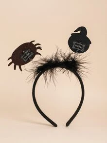 Diadema Halloween calabaza con diseño - Negro - Ver 2