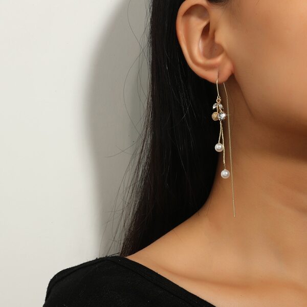 

Faux Pearl Decor Drop Earrings, Gold