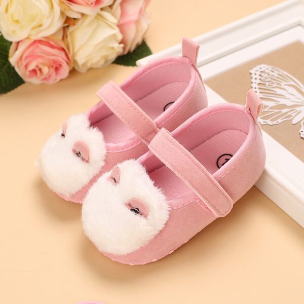 

Baby Cartoon Design Velcro Strap Mary Janes, Pink