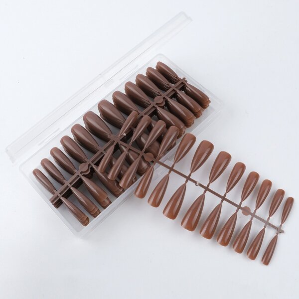 

240pcs Plain Fake Nail, Brown