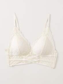 LUVLETTE Lace Padded Triangle Bralet - White - View 5