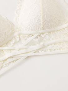 LUVLETTE Lace Padded Triangle Bralet - White - View 8
