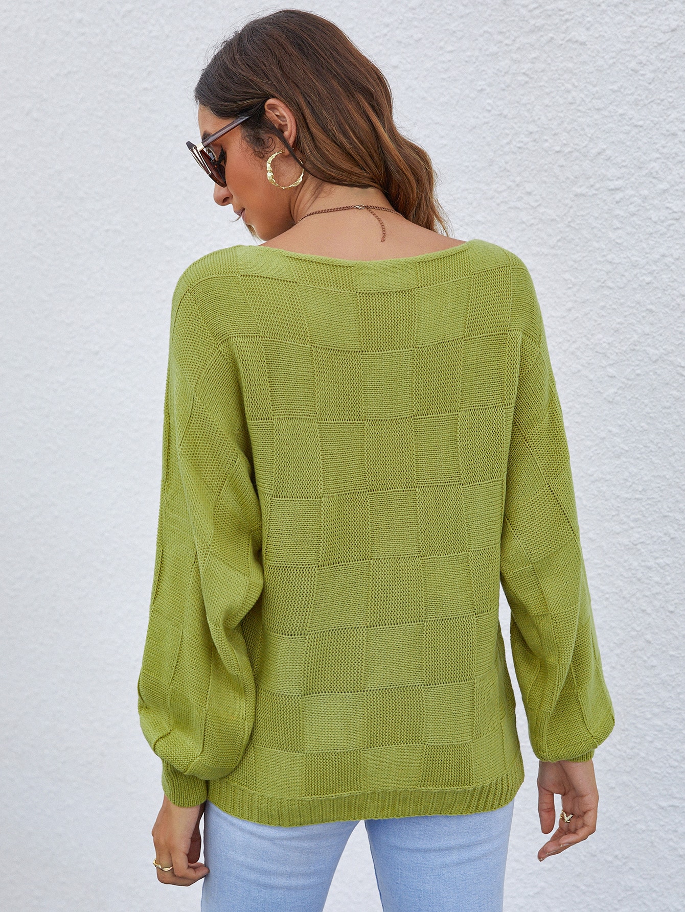 SHEIN LUNE Boat Neck Cable Knit Sweater SHEIN USA