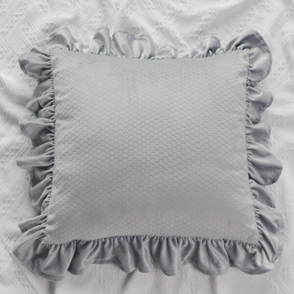 

Ruffle Decor Cushion Cover Without Filler, Grey