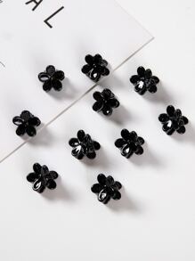 10入組花朵設計髮爪 - 黑色 - 查看 2