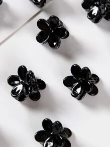 10入組花朵設計髮爪 - 黑色 - 查看 3