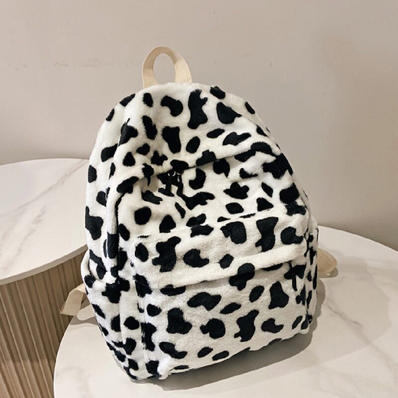 

Cow Print Backpack, Black and white