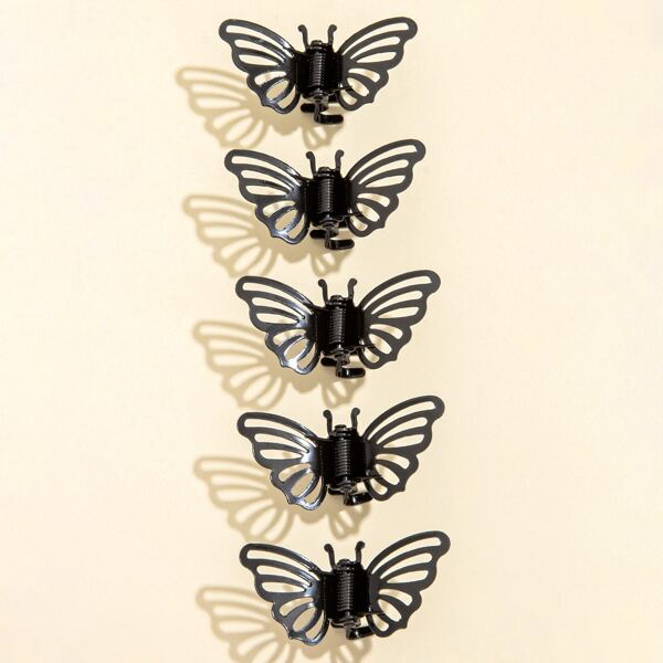 

5pcs Butterfly Decor Hair Claw, Black