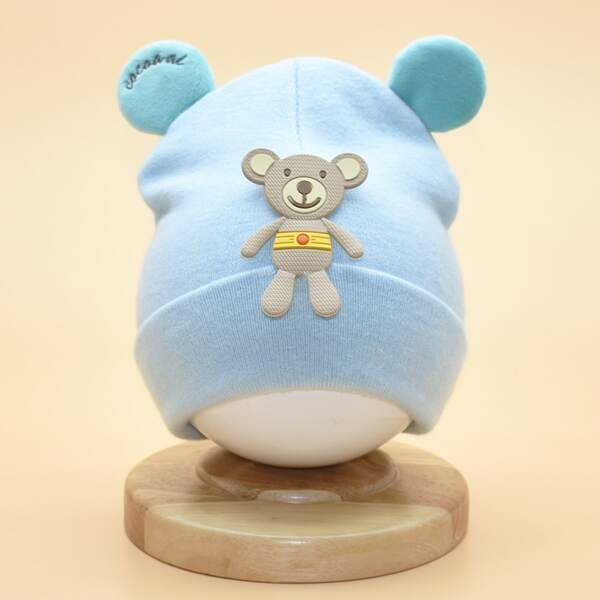 

Toddler Kids Bear Decor Beanie, Blue