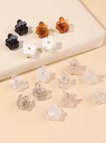 16pcs Flower Decor Hair Claw Cute Claw Clips Hair Clips Hair Jaw Clip Hair Clamps Hair Clutch Hair Catcher Clip, School Stuff, College Fall Winter Hair Accessories For Women For Vacation Outfits Woman Summer - Multicolor - View 2