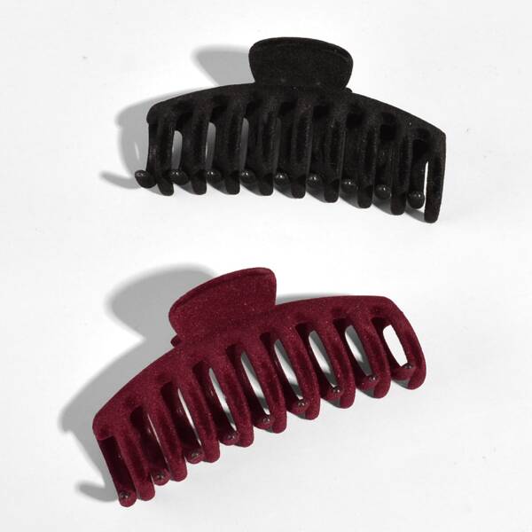 

2pcs Solid Hair Claw, Multicolor