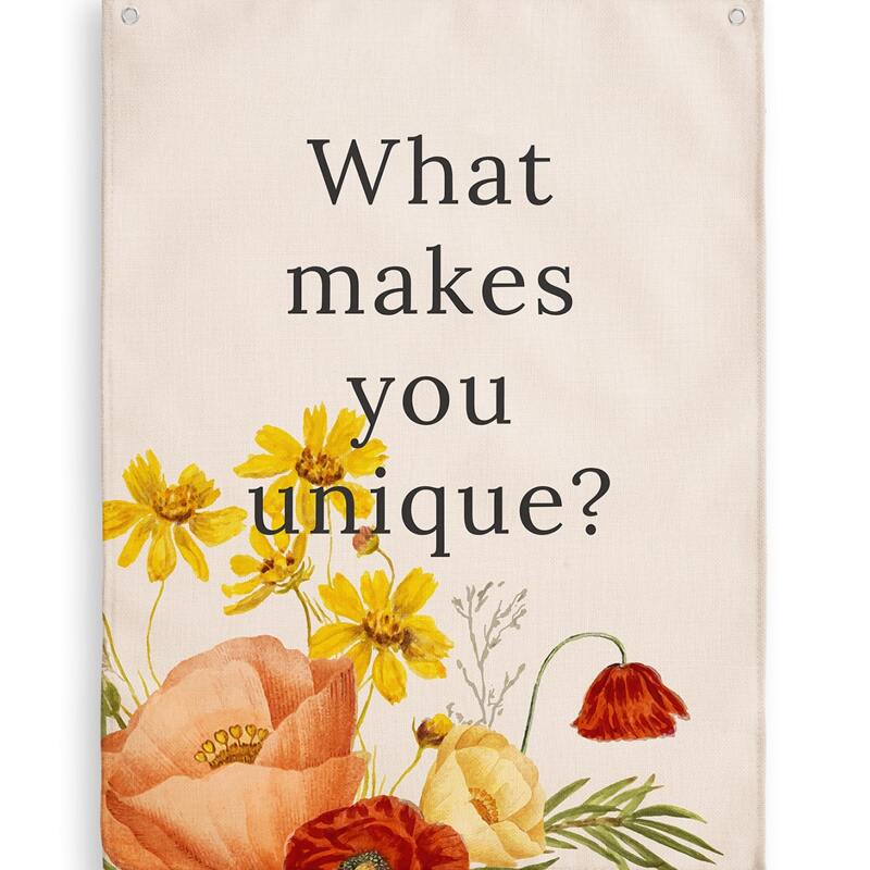 

Floral & Letter Graphic Tapestry, Multicolor