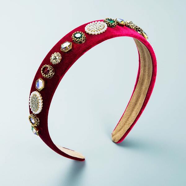 

Faux Pearl Decor Headband, Burgundy