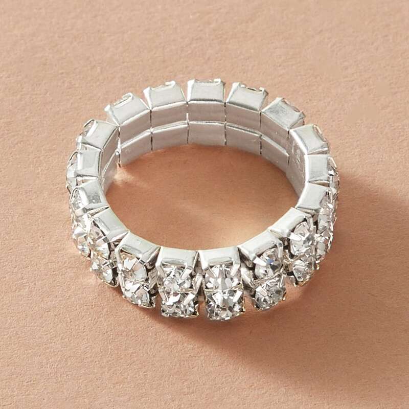 

Rhinestone Decor Ring, Silver
