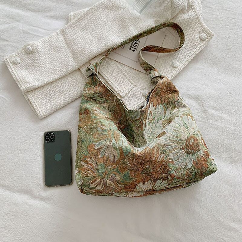 

Flower Graphic Shoulder Bag, Green