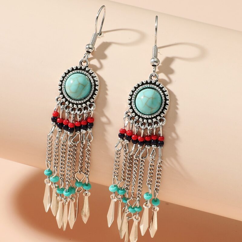 

Bead Tassel Charm Drop Earrings, Multicolor