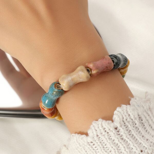 

Color Block Beaded Bracelet, Multicolor