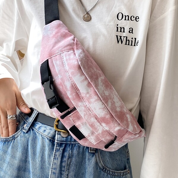 

Tie Dye Buckle Decor Fanny Pack, Pink