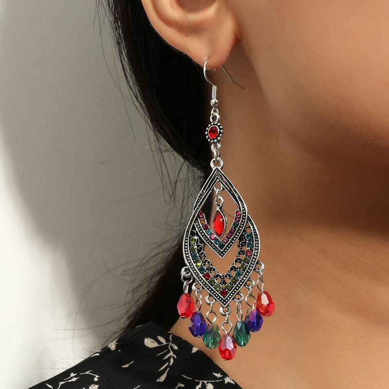 

Crystal Tassel Drop Earrings, Multicolor