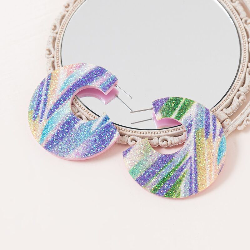 

Glitter Hoop Earrings, Multicolor