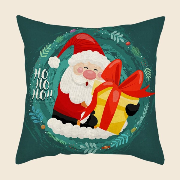 

Santa Claus Print Cushion Cover Without Filler, Multicolor