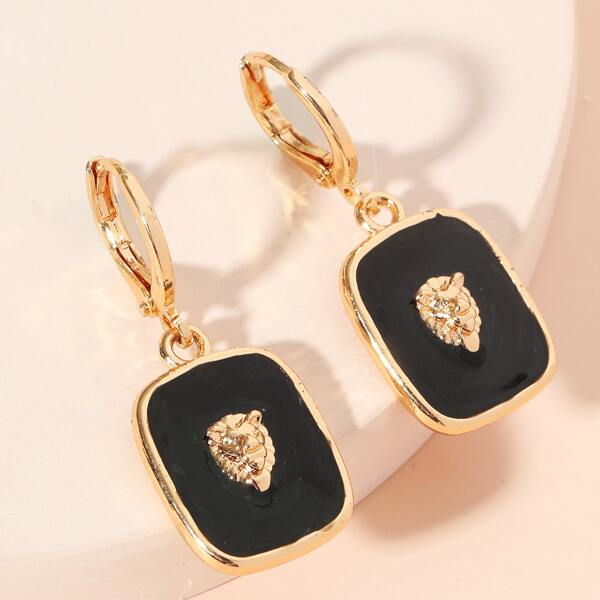 

Animal Head Decor Geometric Drop Earrings, Multicolor