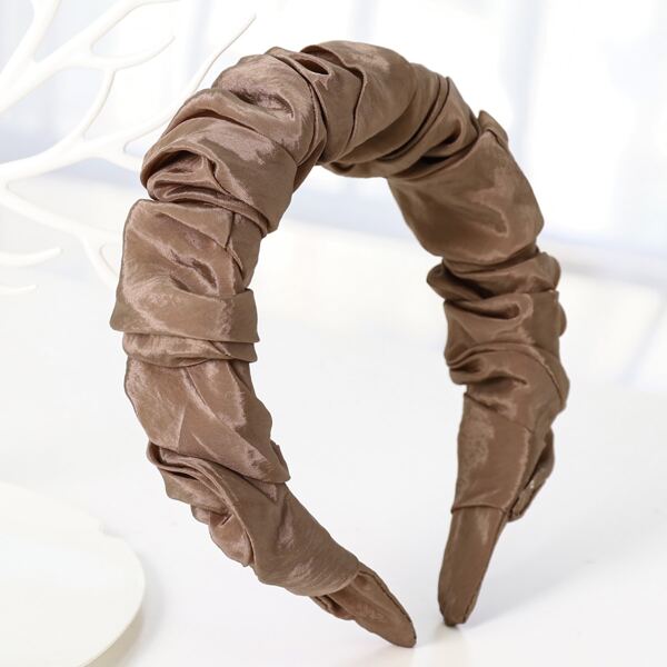 

Ruched Wide Headband, Rust brown