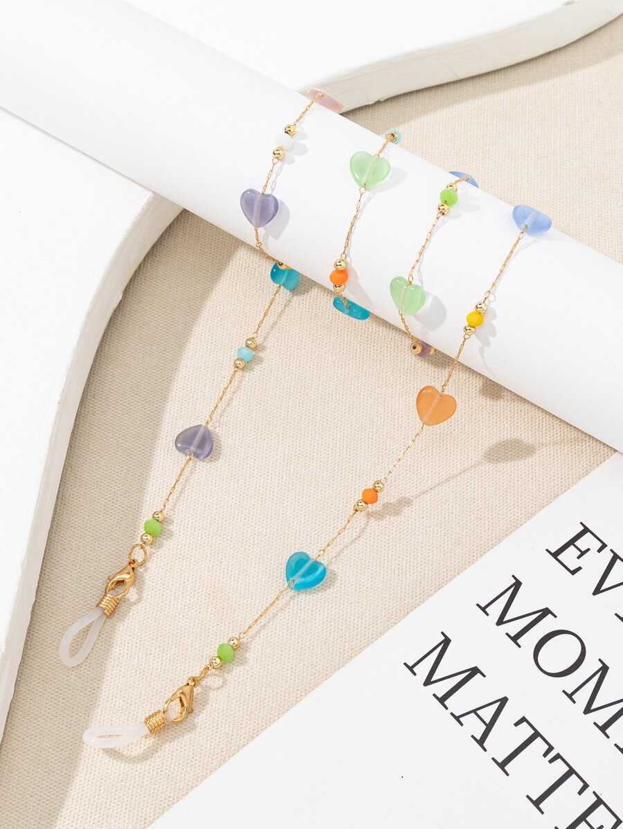 愛心裝飾口罩鏈 - 彩色 - 查看 1