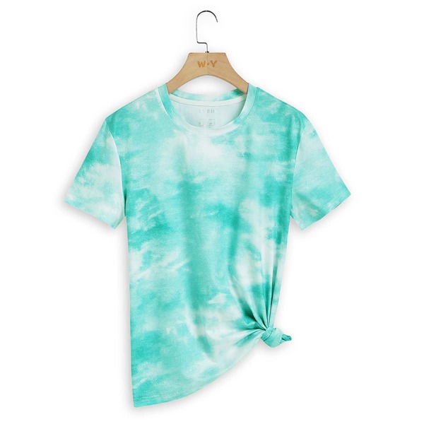 

Tie Dye Round Neck Tee, Mint blue