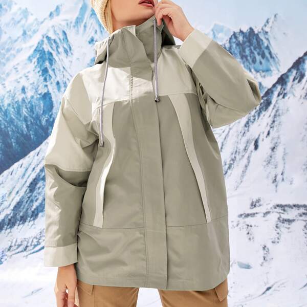 

Plus Warming Hooded Sports Jacket, Khaki
