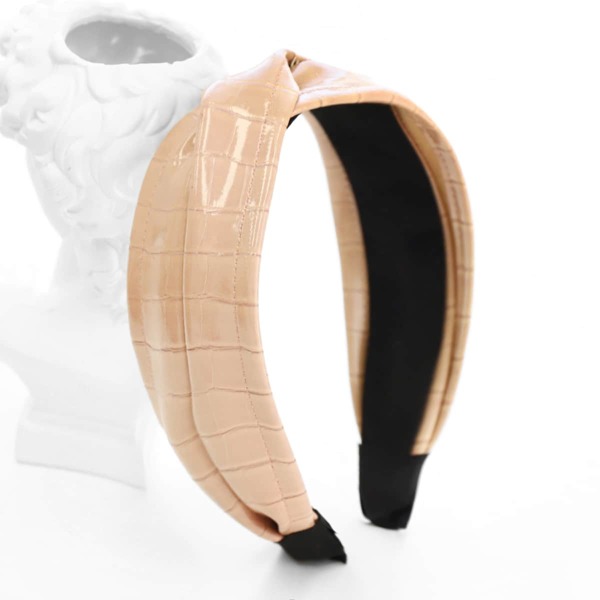 

Solid PU Leather Headband, Baby pink